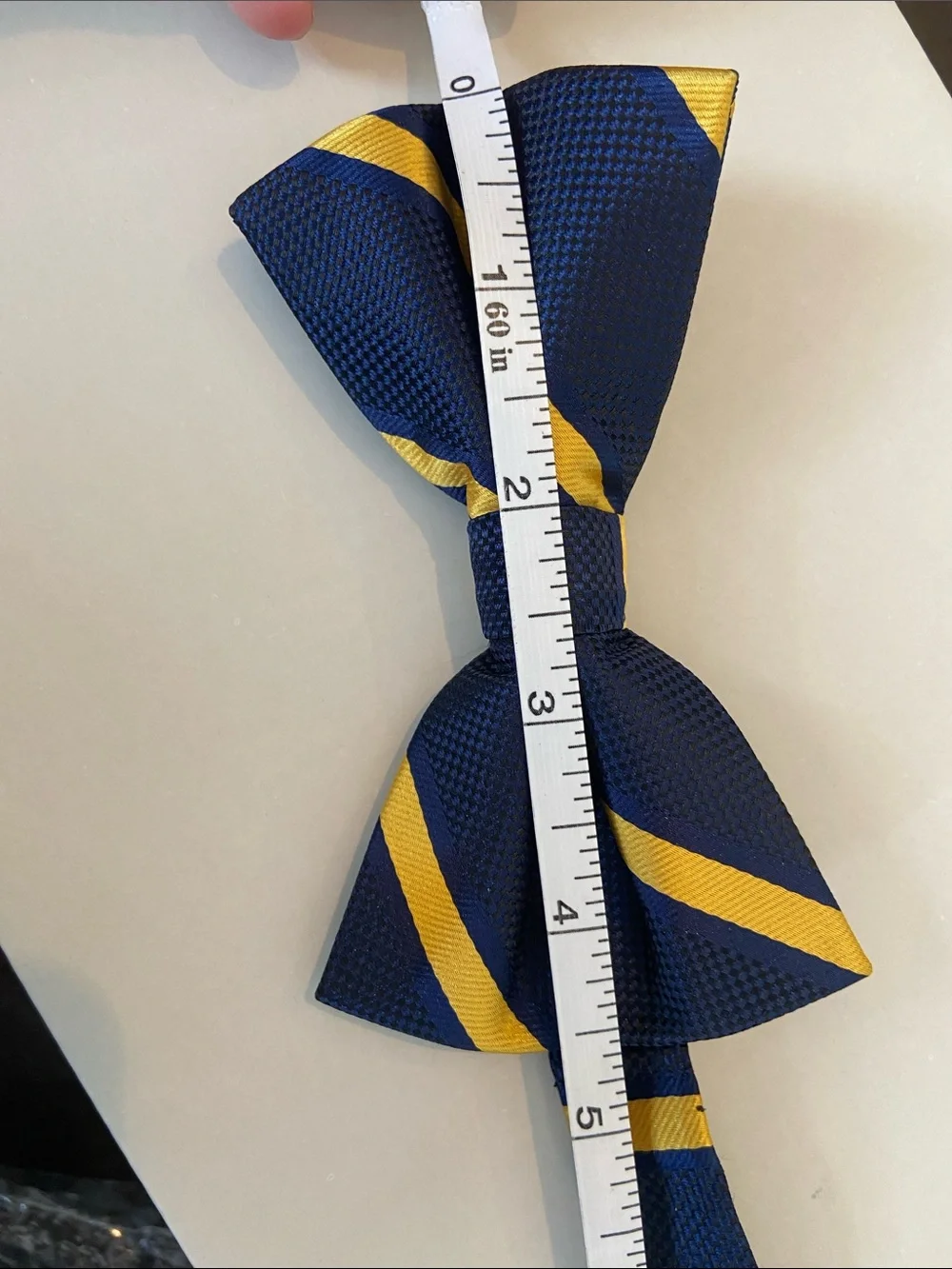 NEW in box Hisdern handmade stripe formal bow tie
